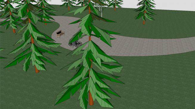 森林公园观景场地SU模型下载_sketchup草图大师SKP模型