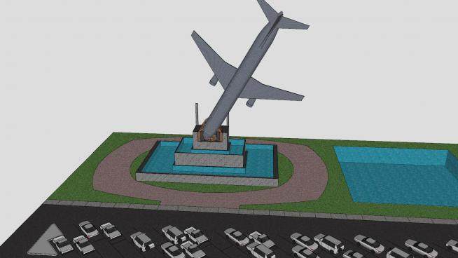 科技观景飞机模型公园SU模型下载_sketchup草图大师SKP模型