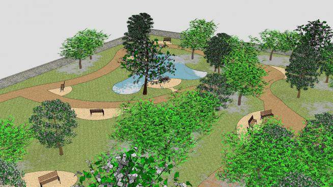 生态景观公园SU模型下载_sketchup草图大师SKP模型