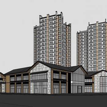 惠州合景商业建筑SU模型下载_sketchup草图大师SKP模型