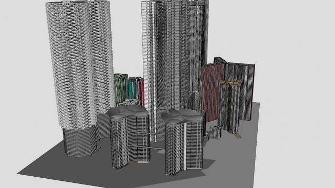 高层公寓建筑小区SU模型下载_sketchup草图大师SKP模型