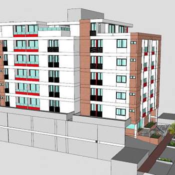 公寓大楼住宅小区SU模型下载_sketchup草图大师SKP模型