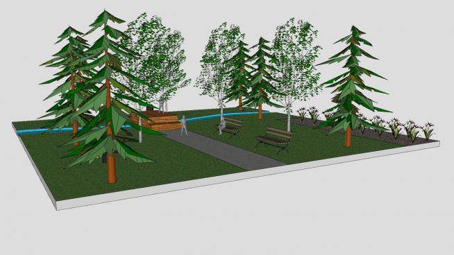 观景的绿色公园SU模型下载_sketchup草图大师SKP模型