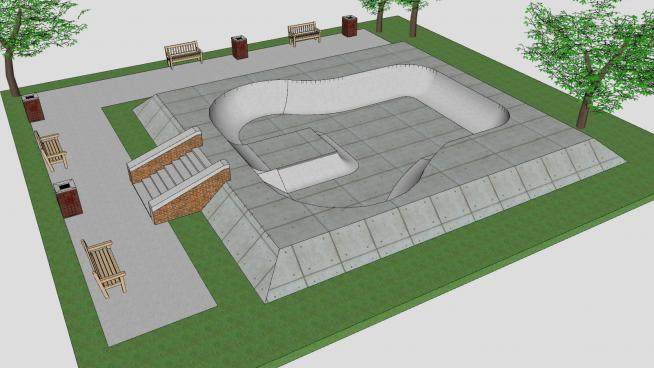 小型滑板公园SU模型下载_sketchup草图大师SKP模型