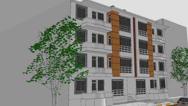 现代小区住宅建筑SU模型下载_sketchup草图大师SKP模型