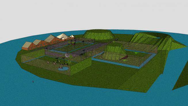 环海岛屿郊区公园建筑SU模型下载_sketchup草图大师SKP模型