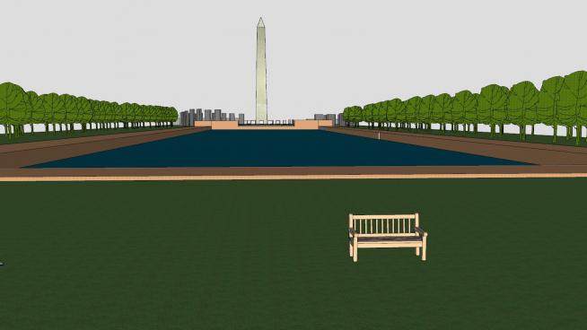 华盛顿纪念碑公园SU模型下载_sketchup草图大师SKP模型
