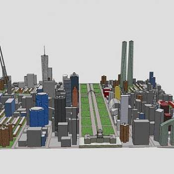 城市建筑中心SU模型下载_sketchup草图大师SKP模型