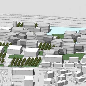 城市建筑规划中心SU模型下载_sketchup草图大师SKP模型