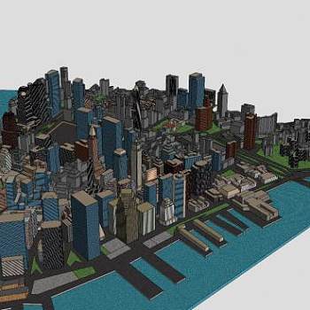 曼哈顿下城区建筑SU模型下载_sketchup草图大师SKP模型