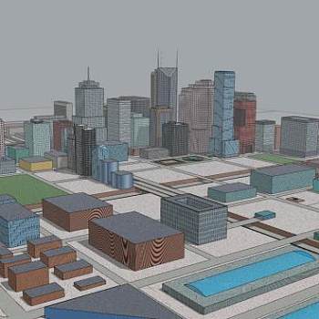 户外城市建筑SU模型下载_sketchup草图大师SKP模型