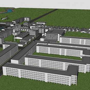 现代诚市小镇建筑SU模型下载_sketchup草图大师SKP模型