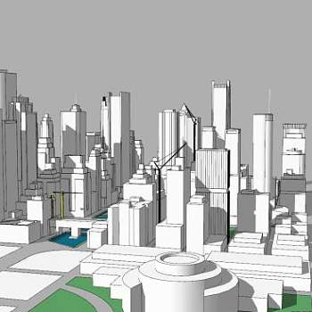 大城市户外城镇建筑SU模型下载_sketchup草图大师SKP模型