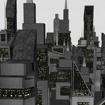 末日之城城市建筑SU模型下载_sketchup草图大师SKP模型