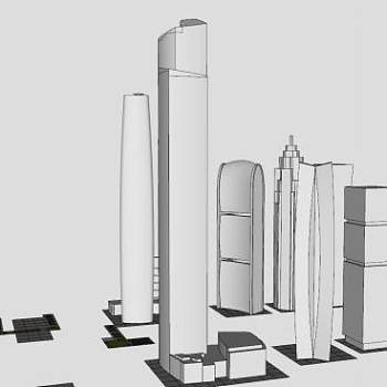 现代广州大楼建筑SU模型下载_sketchup草图大师SKP模型