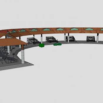 弧形廊道比赛看台SU模型下载_sketchup草图大师SKP模型