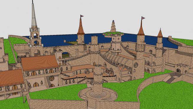 城堡古建筑SU模型下载_sketchup草图大师SKP模型