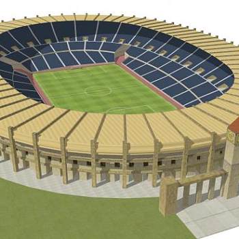 古外观体育场建筑看台SU模型下载_sketchup草图大师SKP模型