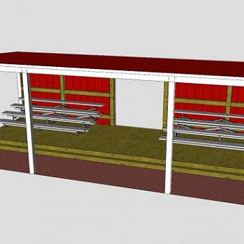 小型廊道双看台SU模型下载_sketchup草图大师SKP模型