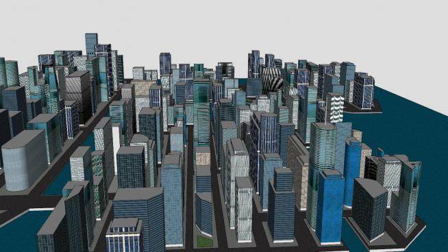 大城市建筑规划SU模型下载_sketchup草图大师SKP模型