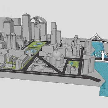 现代大城市规划建筑SU模型下载_sketchup草图大师SKP模型