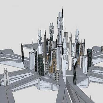 亚特兰提斯城市船户外建筑SU模型下载_sketchup草图大师SKP模型