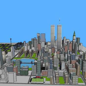 户外城市中心建筑SU模型下载_sketchup草图大师SKP模型