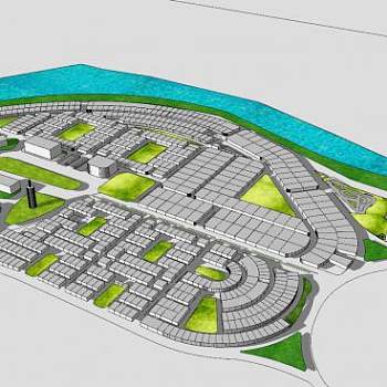 现代住房规划建筑SU模型下载_sketchup草图大师SKP模型