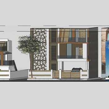 多楼建筑平方建筑SU模型下载_sketchup草图大师SKP模型