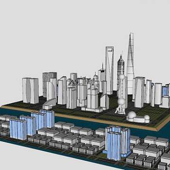 上海浦东新区建筑SU模型下载_sketchup草图大师SKP模型