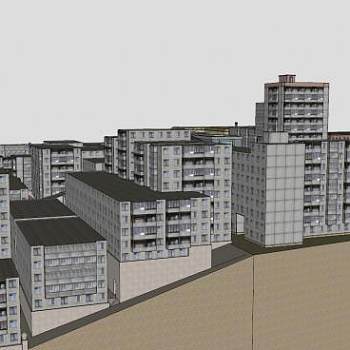 低多边形城市建筑SU模型下载_sketchup草图大师SKP模型