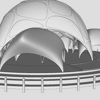 未来主义建筑中心SU模型下载_sketchup草图大师SKP模型