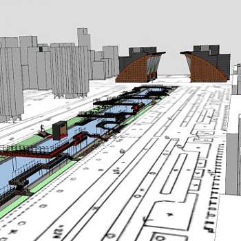 水上公园建筑SU模型下载_sketchup草图大师SKP模型