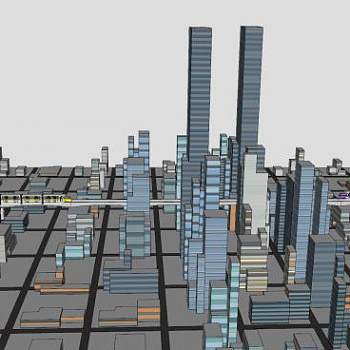 简单城市规划中心SU模型下载_sketchup草图大师SKP模型