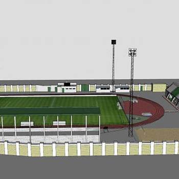 现代户外体育场建筑SU模型下载_sketchup草图大师SKP模型