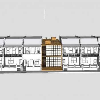 现代排房子别墅SU模型下载_sketchup草图大师SKP模型