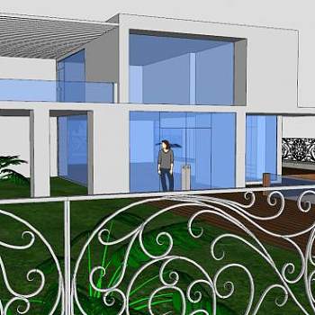 海滨户外建筑别墅SU模型下载_sketchup草图大师SKP模型