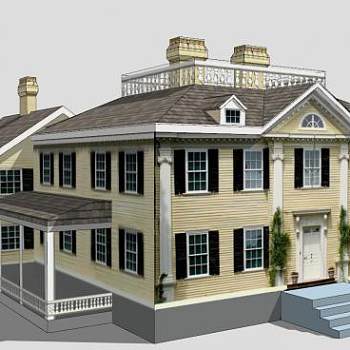 庄园别墅建筑SU模型下载_sketchup草图大师SKP模型