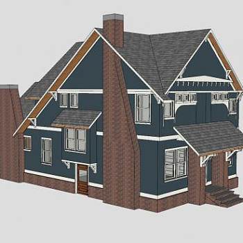 工艺美术平房建筑SU模型下载_sketchup草图大师SKP模型