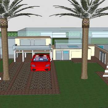 美丽别墅建筑SU模型下载_sketchup草图大师SKP模型