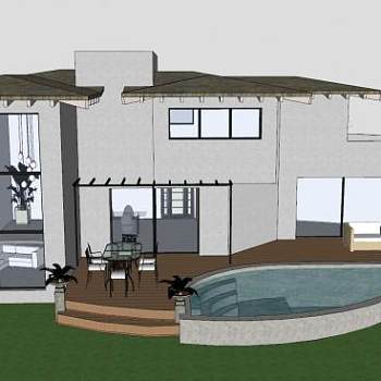 度假屋别墅户外建筑SU模型下载_sketchup草图大师SKP模型