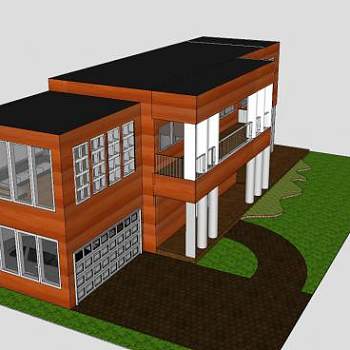 现代生态住宅建筑SU模型下载_sketchup草图大师SKP模型