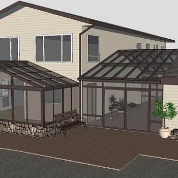 温哥华四季阳光房建筑SU模型下载_sketchup草图大师SKP模型