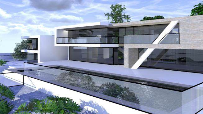 现代豪宅建筑房子SU模型下载_sketchup草图大师SKP模型