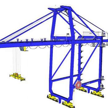 蓝色大型龙门吊SU模型_su模型下载 草图大师模型_SKP模型