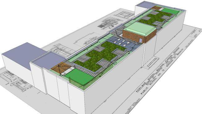 纽约学校建筑绿色屋顶SU模型下载_sketchup草图大师SKP模型