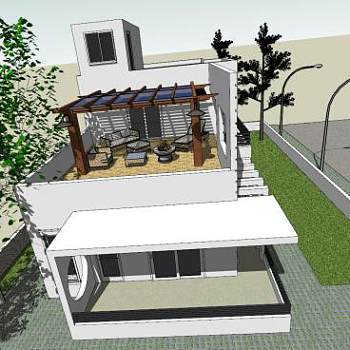 现代简约住宅别墅SU模型下载_sketchup草图大师SKP模型