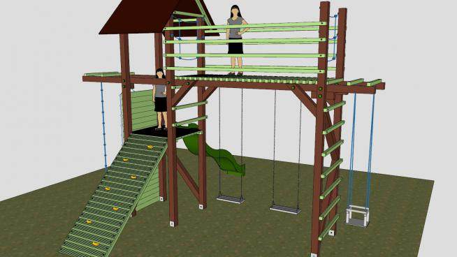 儿童公园攀高滑梯设备SU模型下载_sketchup草图大师SKP模型