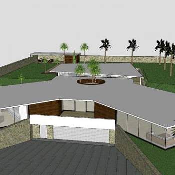 现代大豪宅别墅建筑SU模型下载_sketchup草图大师SKP模型