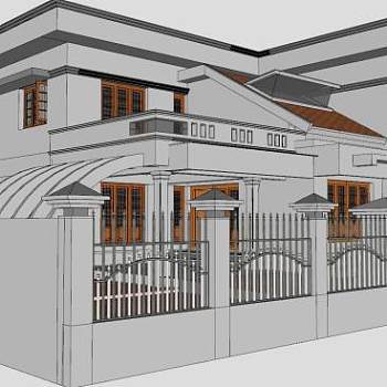 比乌拉别墅房子建筑SU模型下载_sketchup草图大师SKP模型